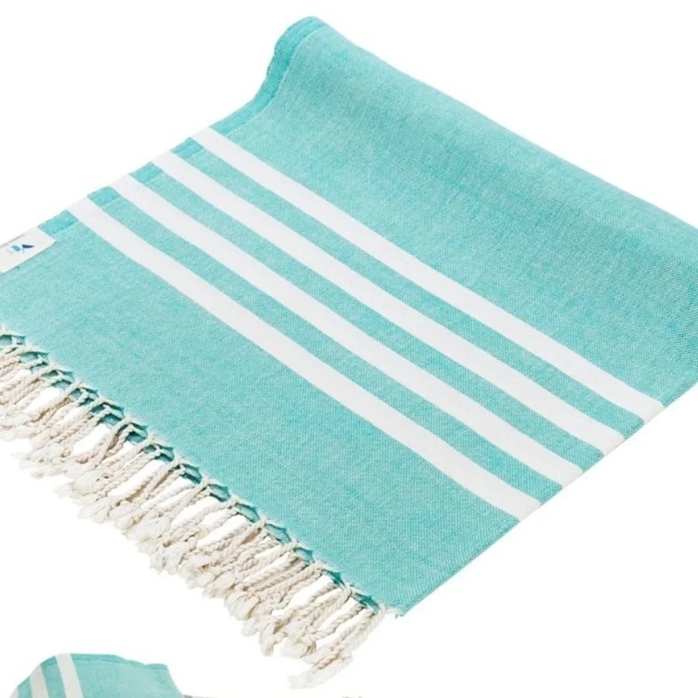 Brand New 100% Cotton Turkish Beach Towel Sea Green Prewashed Quick Dry 39